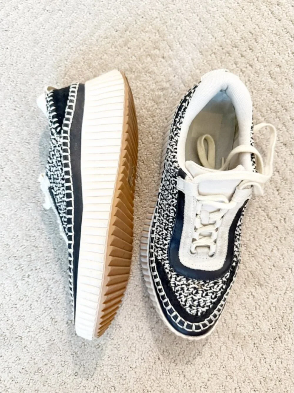 dolce vita dolen crochet sneakers black & cream Sz 8.5 - Picture 2 of 11